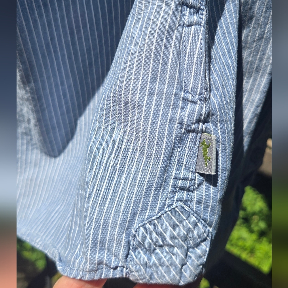Horny Toad Blue Striped Button Down Long Sleeve Shirt SzM - Picture 3 of 9